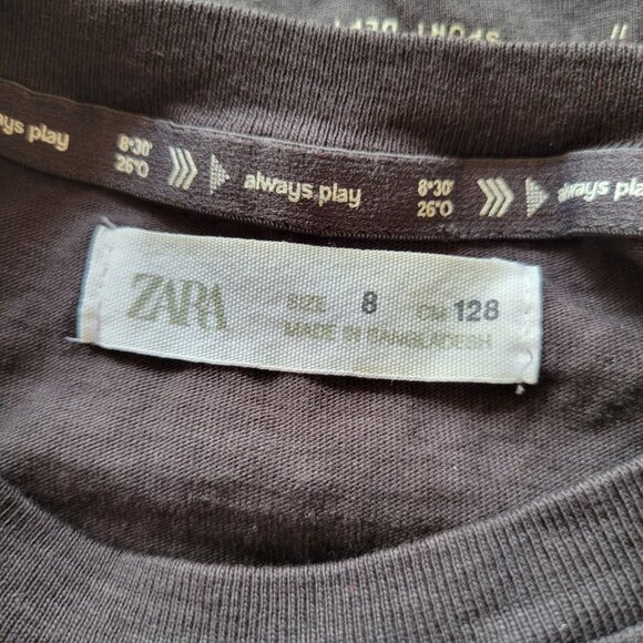 Zara 8 Brown Cropped T Shirt Zippered Pocket Athleisure Sport - Picture 2 of 7